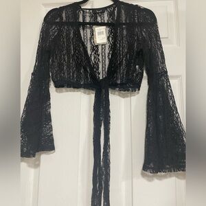 Lace Crop Tie Up Top